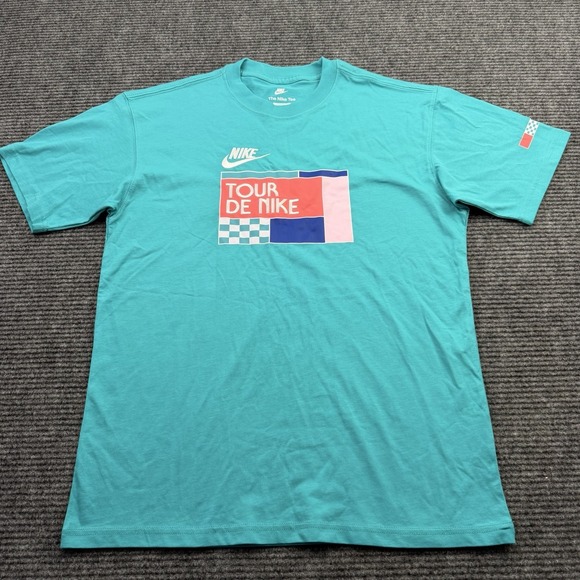 Nike Other - Nike "Tour De Nike" Graphic T-shirt Men's Size Small Teal Loose Fit Short Sleeve